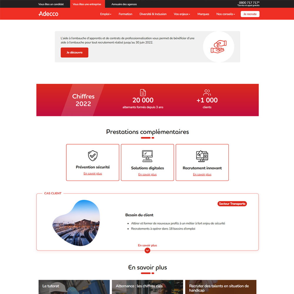 Adecco work-study program page