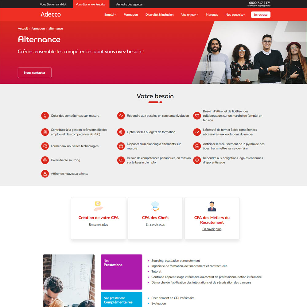 Adecco work-study program page