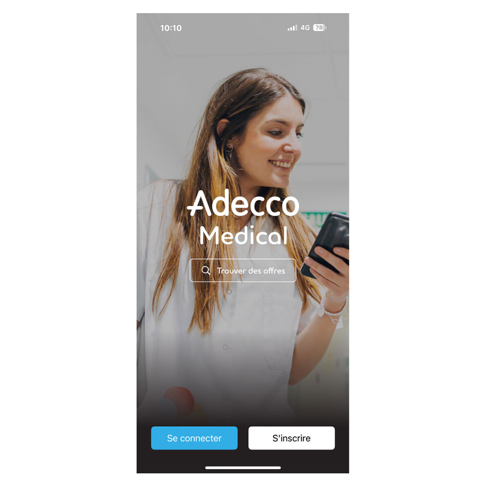 Adecco Medical app homepage