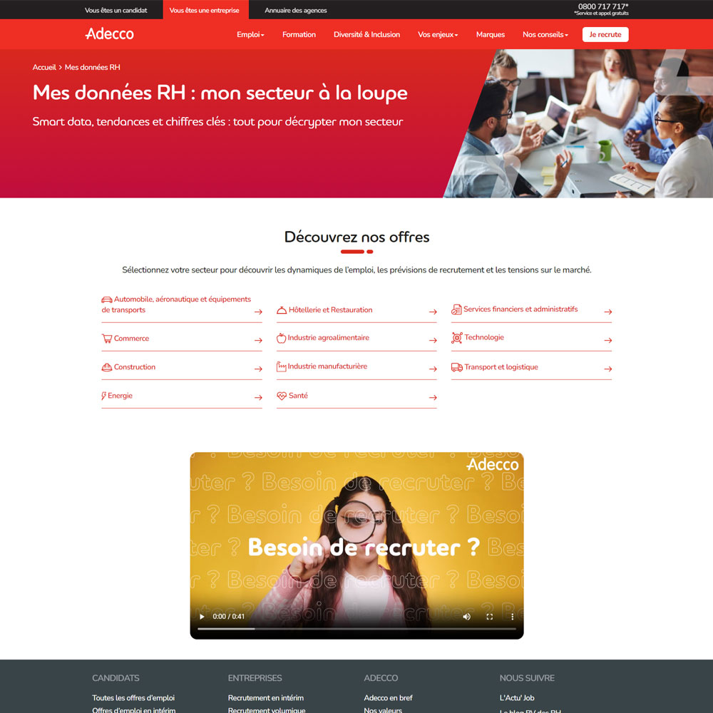 Adecco HR data homepage