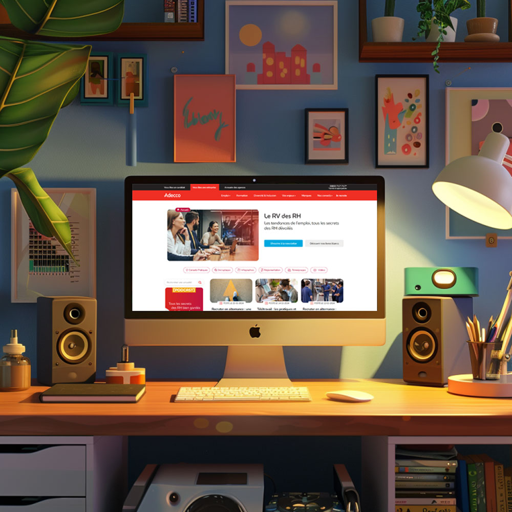 A computer on a desk in a bedroom